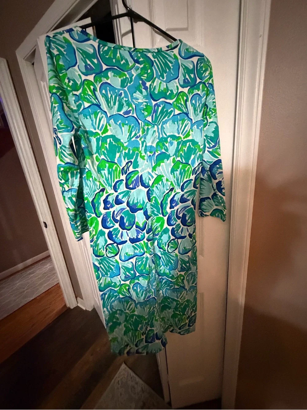 Lilly Pulitzer Blue & Green Floral Scoop-Neck Midi Dress - Picture 3 of 5